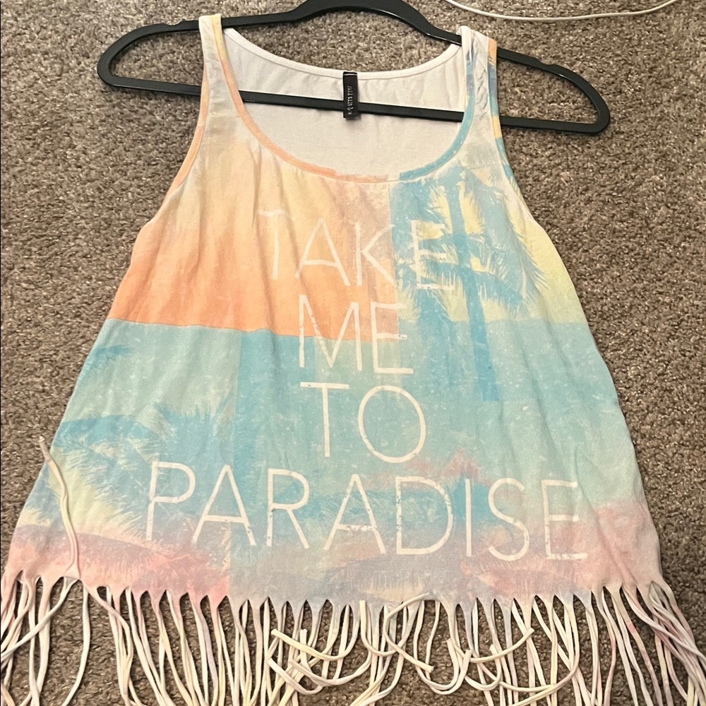 Multicolor Fringe Tank Top Cotton